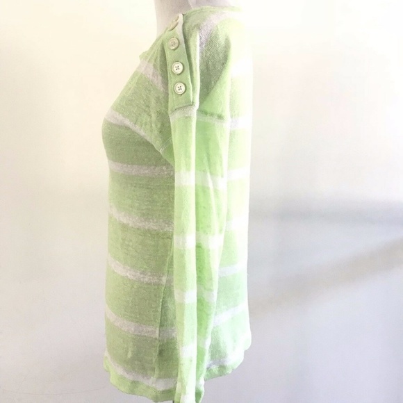 Lauren Ralph | Womens Size XS Crewneck Pullover Sweater Striped 100% Linen Green - Picture 6 of 10